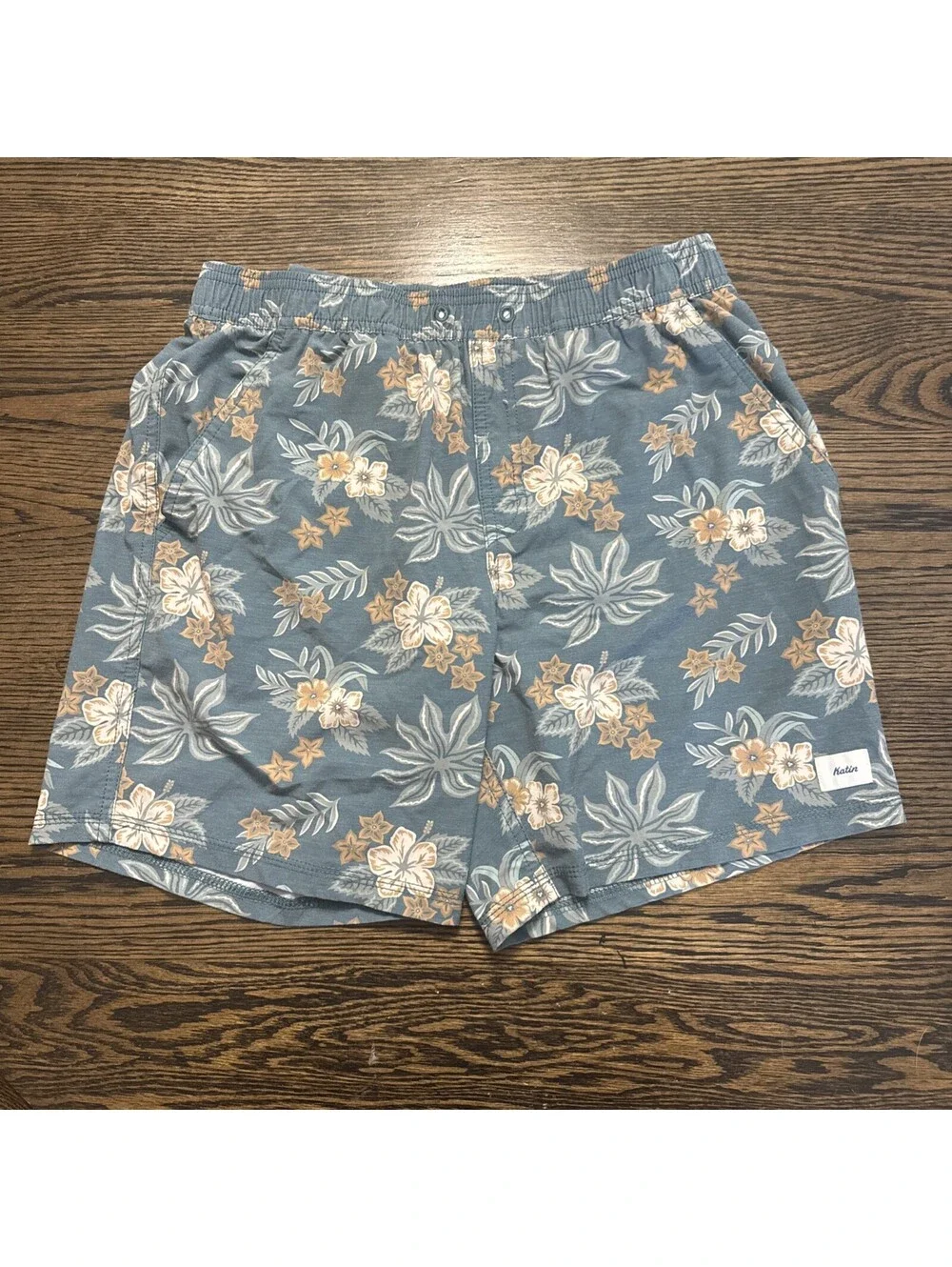Katin Swim Trunks Mens Small Lined Floral Drawstring Pockets Quick Dry